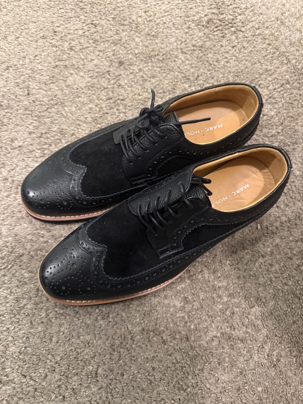Marc Nolte Black Suede Brogue Derby Shoes